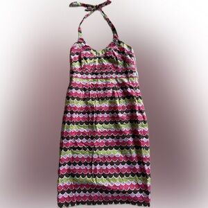 Colorful Halter Dress with Scallop Pattern